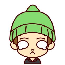 緑の帽子の子が泣いている